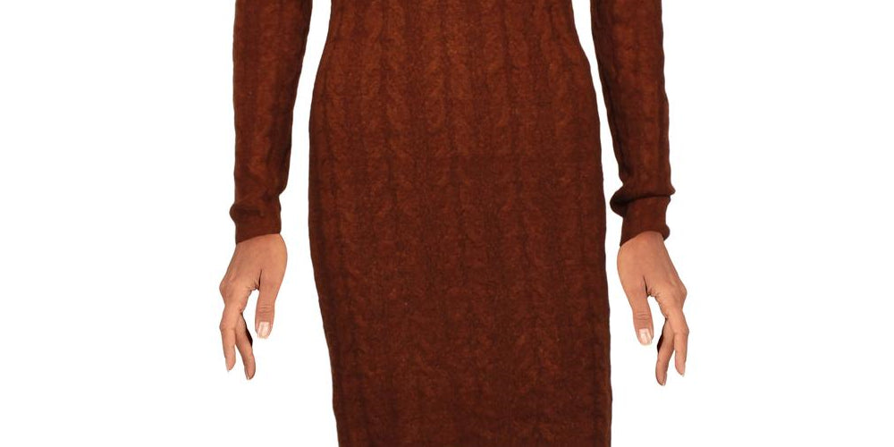 Kit & Sky Women's Cable Knit Mock Neck Sweaterdress Brown Size Small