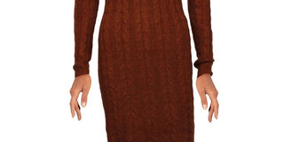 Kit & Sky Women's Cable Knit Mock Neck Sweaterdress Brown Size Small