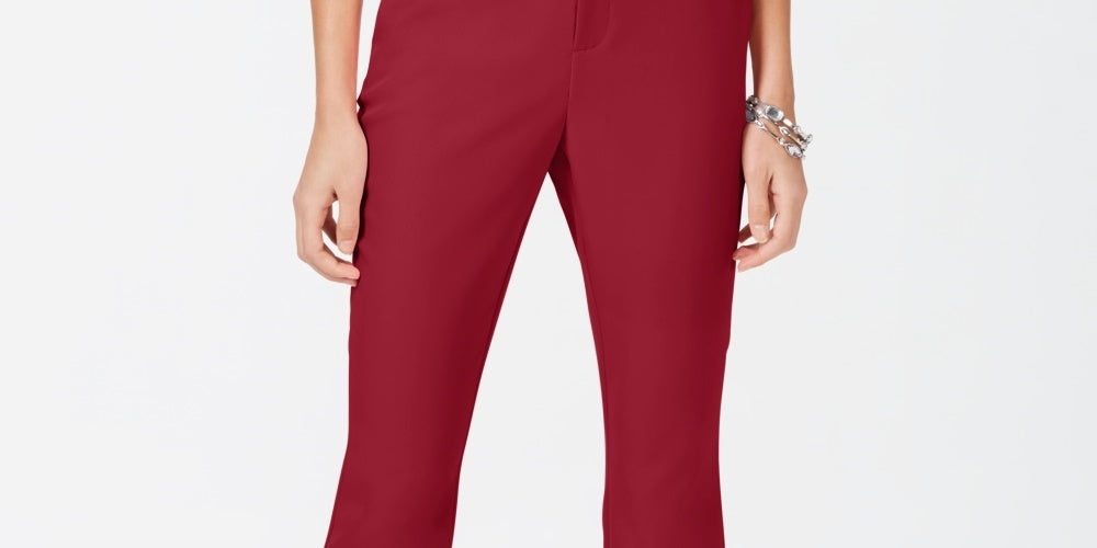 INC International Concepts Women's Cropped Straight Leg Pants Red Size 4
