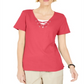 Karen Scott Women's Lace up Layered Look Top Coral Size Large