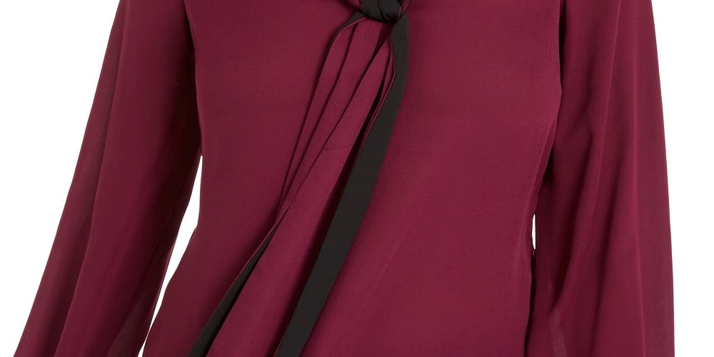 Thalia Sodi Women's V Neck Tie Top Purple Size Large