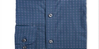 Bar III Men's Patterned Collared Dress Shirt Blue Size 34X35