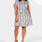 City Studios Women's Animal Print Short Sleeve Crew Neck Above The Knee Fit + Flare Dress Gray Size Small
