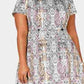 City Studios Women's Animal Print Short Sleeve Crew Neck Above The Knee Fit + Flare Dress Gray Size Small