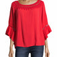 John Paul Richard Women's Crochet Trim Ruffle Sleeve Blouse Orange Size Small