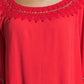 John Paul Richard Women's Crochet Trim Ruffle Sleeve Blouse Orange Size Small