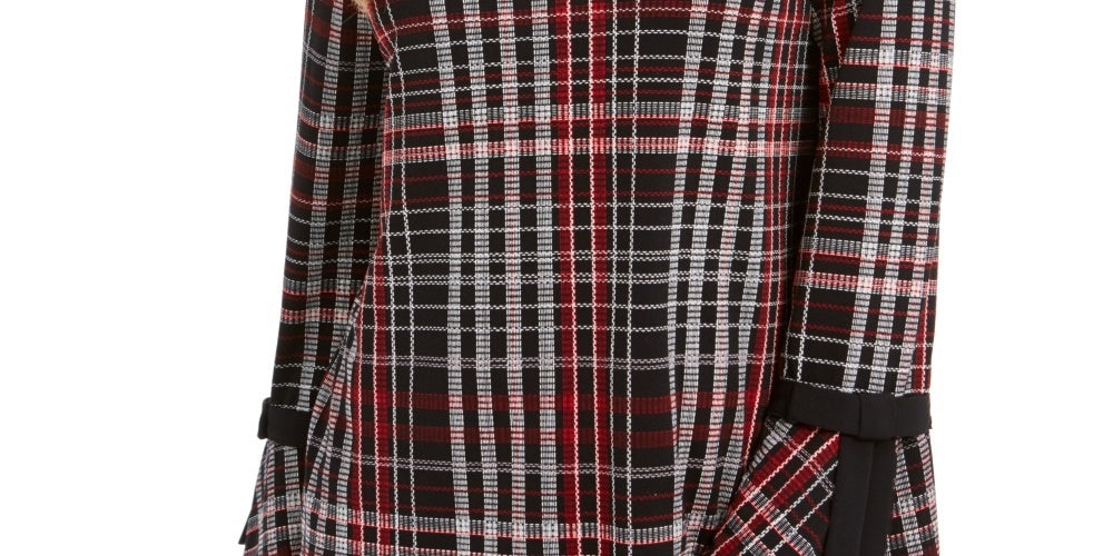 Charter Club Women's Plaid Contrast Trim Top Black Size X-Small