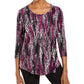 JM Collection Women's Printed Shirttail Hem Top Purple Multi  Size Petite S