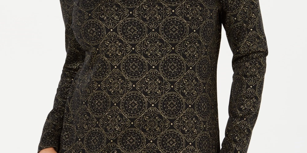 Karen Scott Women's Shimmer Medallion Top Black Size X-Large