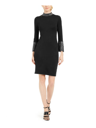 Calvin Klein Women's Embellished Bell Sleeves Sweaterdress Black Size Petite X-Small