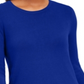 JM Collection Women's Button Cuff Crewneck Sweater Blue Size -Petite L