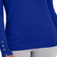 JM Collection Women's Button Cuff Crewneck Sweater Blue Size -Petite L