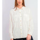 Charter Club Women's Cotton Blend Corduroy Long Sleeve Collared Button up Top White Size Petite Large