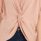 Style & Co Women's V Neck Twist Front Top Pink Size X-Small