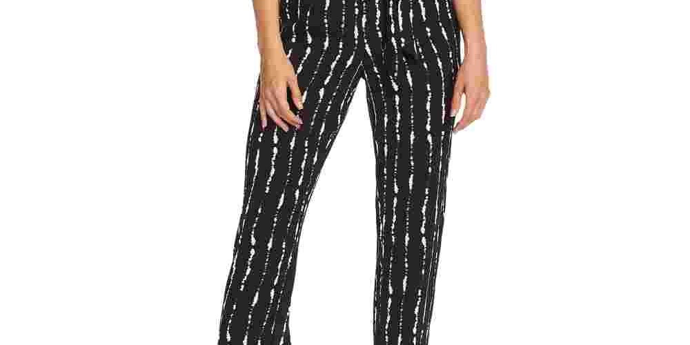 Vince Camuto Women's Stripe Impressions Sleeveless Belted Jumpsuit Black Size 14