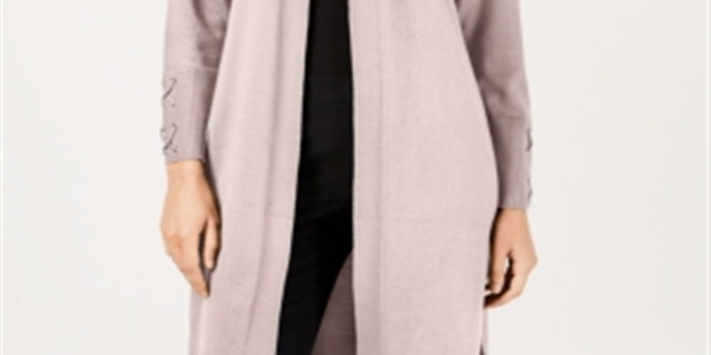 JM Collection Women's Open Front Duster Cardigan Polished Nude Size Petite L