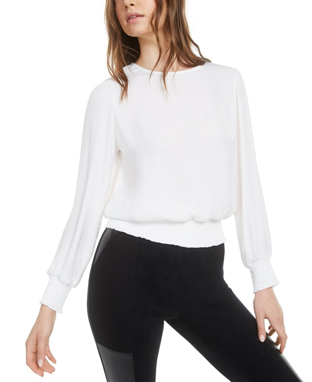 Bar III Women's Smocked Top White Size X-Small