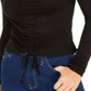Bar III Women's Drawstring Ruched Top Black Size XXS