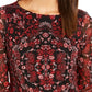 Charter Club Women's Printed Mesh Top Red Size Petite Small