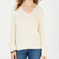 Charter Club Women's Printed Long Sleeve Sweater Vanilla Size Petite Large