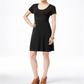 Style & Co Women's Short Sleeve a Line Dress Black Size Petite L