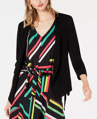 Bar III Women’s Open Front Tie Side Jacket Black Size Medium