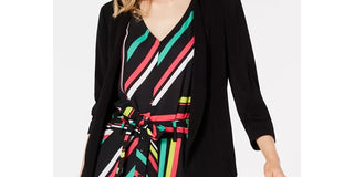 Bar III Women’s Open Front Tie Side Jacket Black Size Medium