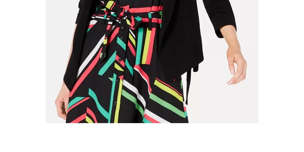 Bar III Women’s Open Front Tie Side Jacket Black Size Medium