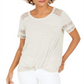 Style & Co Women's Lace Inset Top Gray Size XX-Large