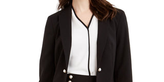 Calvin Klein Women's Imitation Pearl Open Front Jacket Black Size 10