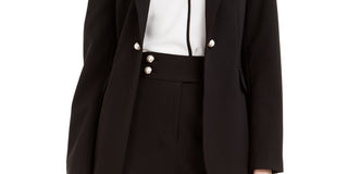 Calvin Klein Women's Imitation Pearl Open Front Jacket Black Size 10