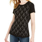 INC International Concepts Women's Cotton Raining Rhinestone Embellished T-Shirt Black Size X-Small