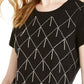 INC International Concepts Women's Cotton Raining Rhinestone Embellished T-Shirt Black Size X-Small