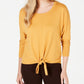 Style & Co Women's Tie Front Sweater Yellow Size X-Large