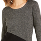 Alfani Women's Colorblocked Asymmetrical Sweater  Black Size Petite Small