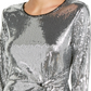 INC International Concepts Women's Twisted Sequined Top Silver Size X-Large
