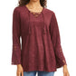 Style & Co Women's Faux-Suede Lace-Up Top Red Size X-Small