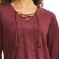 Style & Co Women's Faux-Suede Lace-Up Top Red Size X-Small
