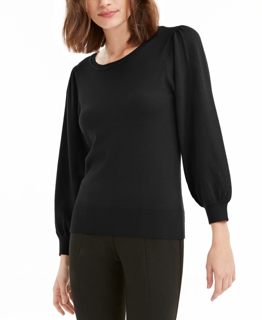 Maison Jules Women's Puff-Sleeve Sweater Black Size Small