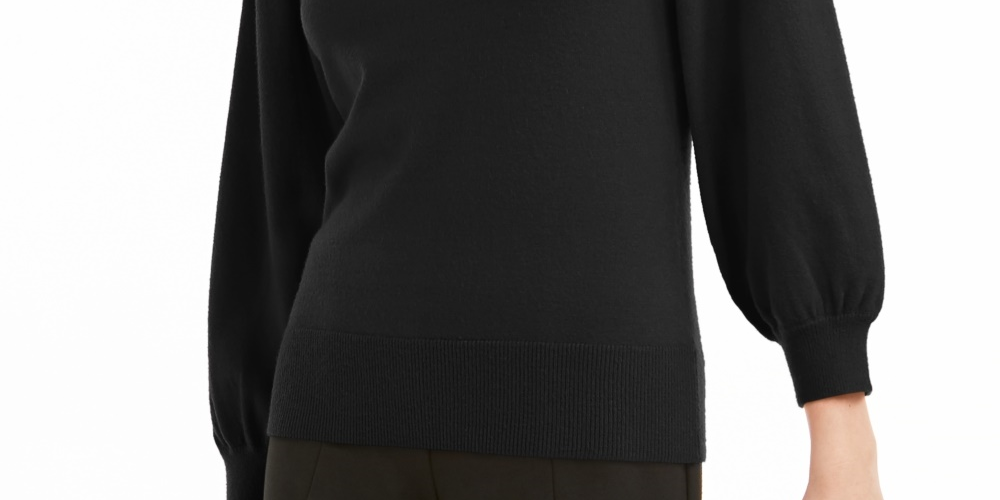 Maison Jules Women's Puff-Sleeve Sweater Black Size Small