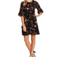 CeCe Women's Enchanted Wildflower Ruffle Fit & Flare Dress Black Size 6