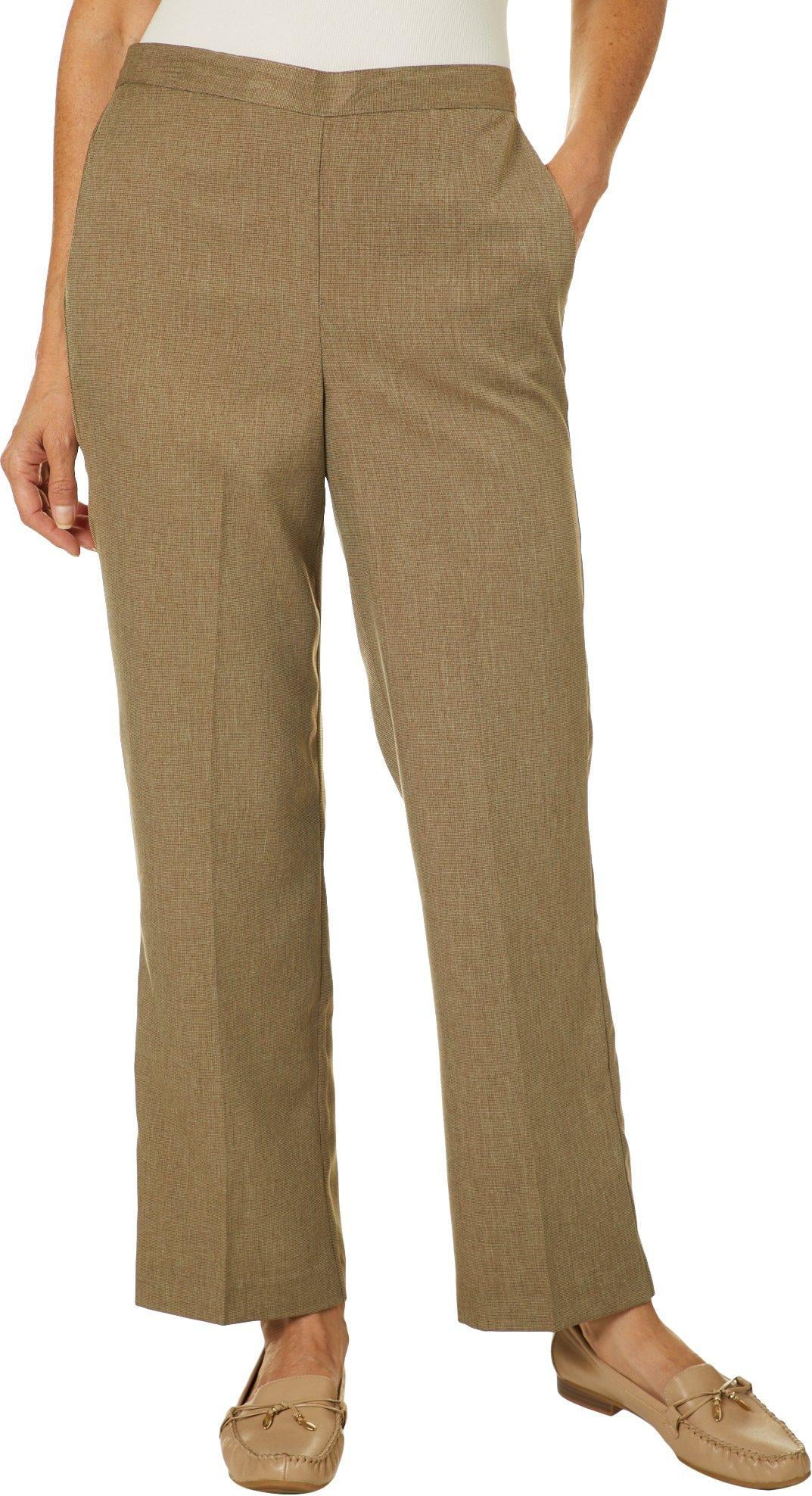 Alfred Dunner Women's Boardroom Textured Pull on Pants Brown Size 12 Petite