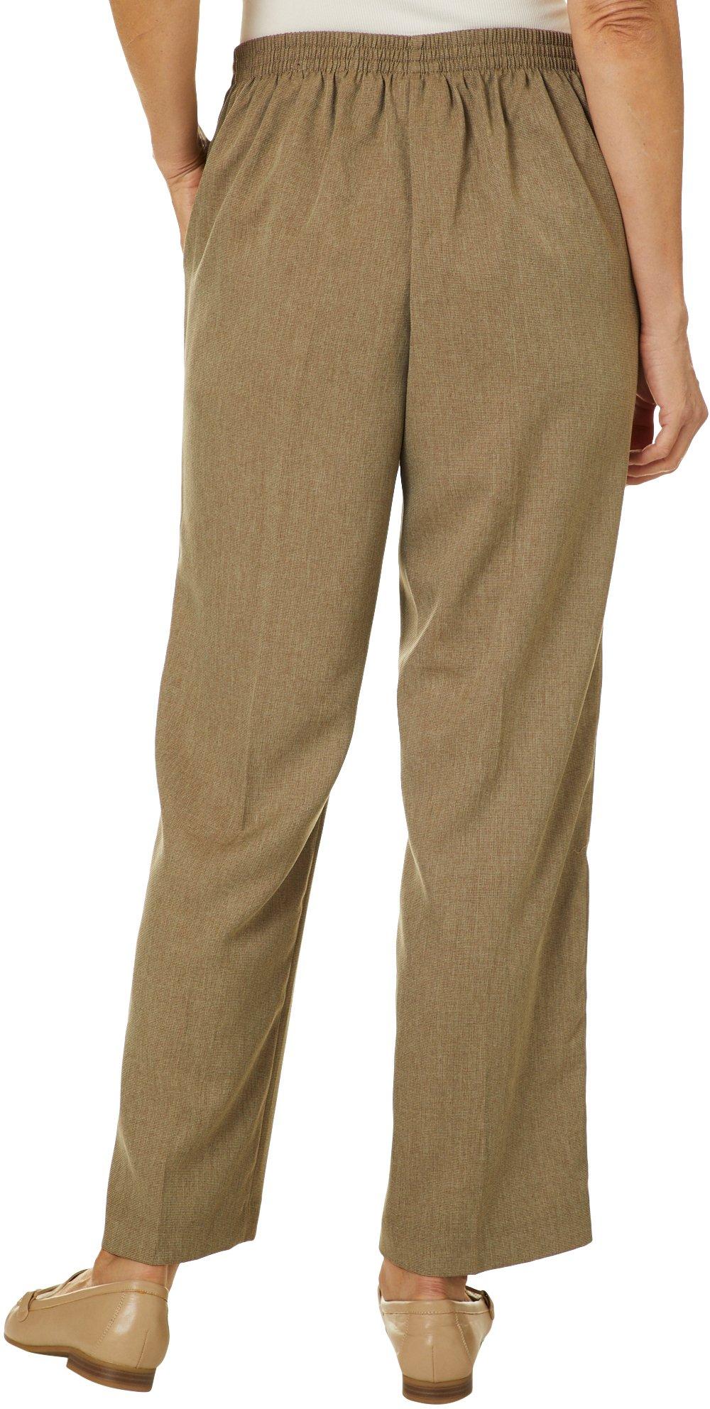 Alfred Dunner Women's Boardroom Textured Pull on Pants Brown Size 12 Petite