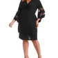 R & M Richards Women's Plus Size Illusion Bell-Sleeve Dress Black Size 16W
