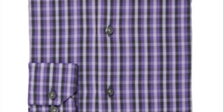 Alfani Men's Gingham Slim Fit Dress Shirt Purple Size Petite X-Large