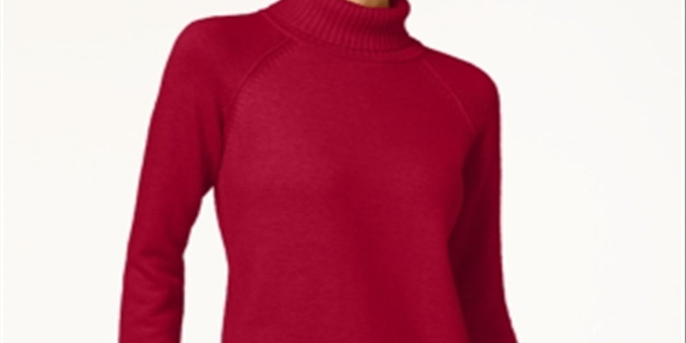 Karen Scott Women's Long Sleeve Turtle Neck Sweater Red Size Petite X-Large
