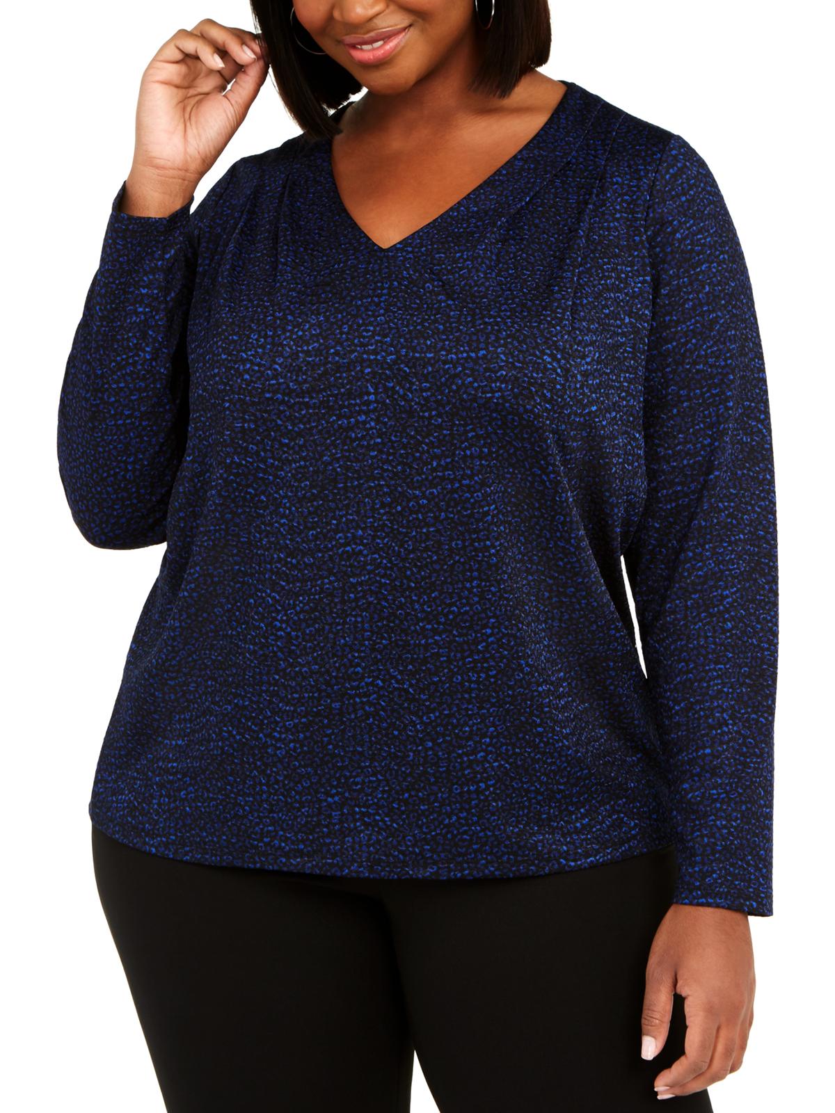 michael-kors-womens-plus-printed-pleated-top-blue-size-xxl