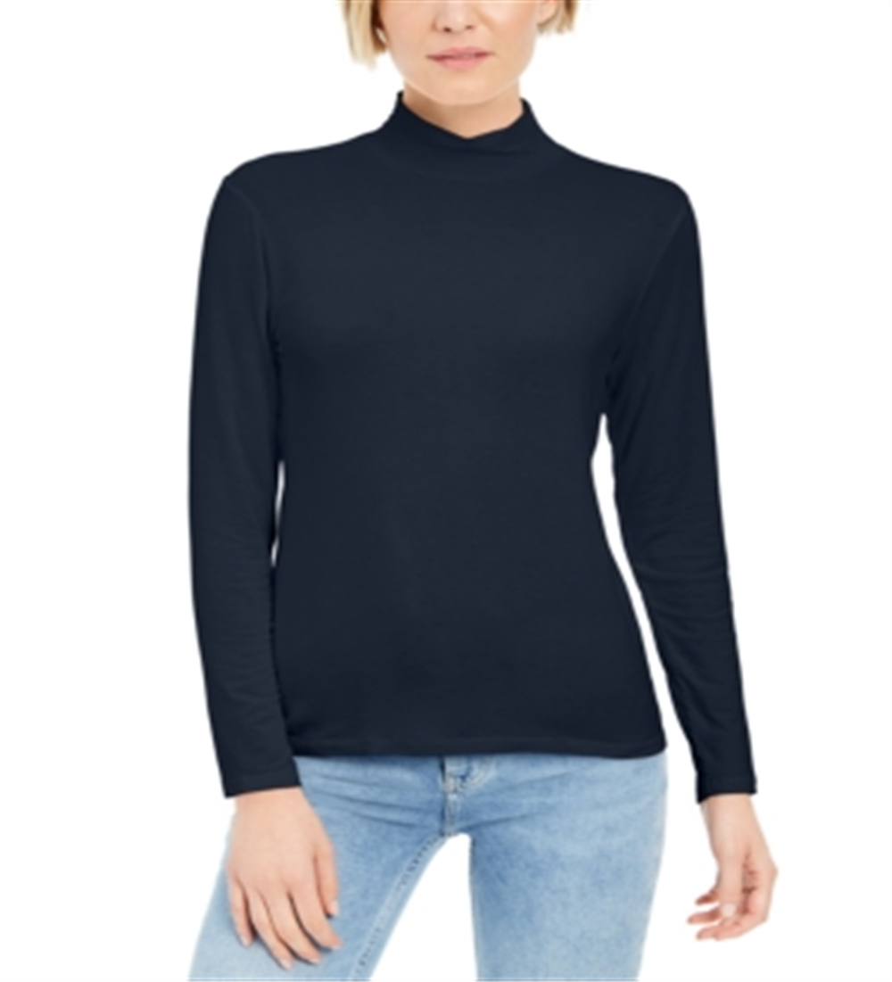 Style & Co Women's Mock Neck Top Blue Size Petite X-Large