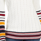 Tommy Hilfiger Women's Varsity Stripe Cable-Knit Sweater White Size Medium