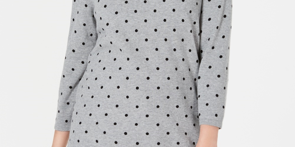 Karen Scott Women's Dot Dream Sweater Gray Size Small